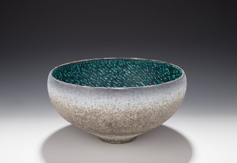 Bowl, Baking soda blue, green, white crawl