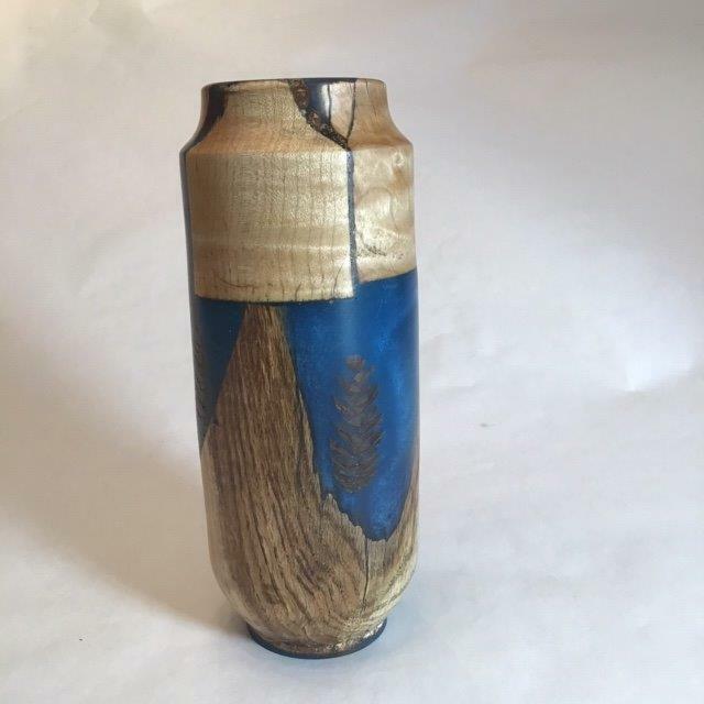 Mixed wood & Resin vase