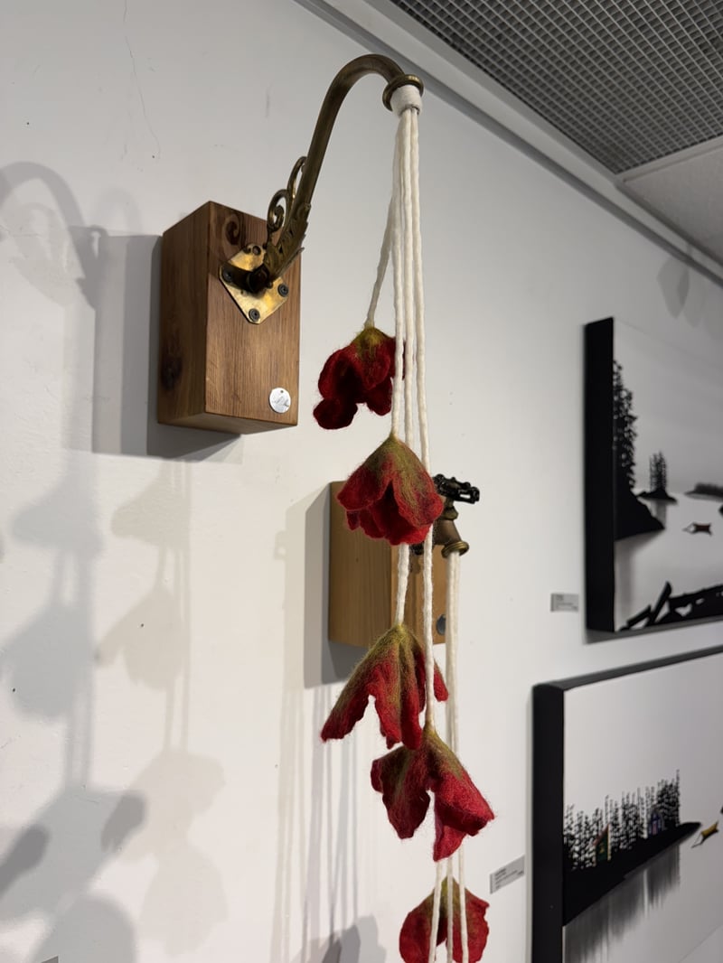 Brass Ornament with Felted Merino Wool Flowers