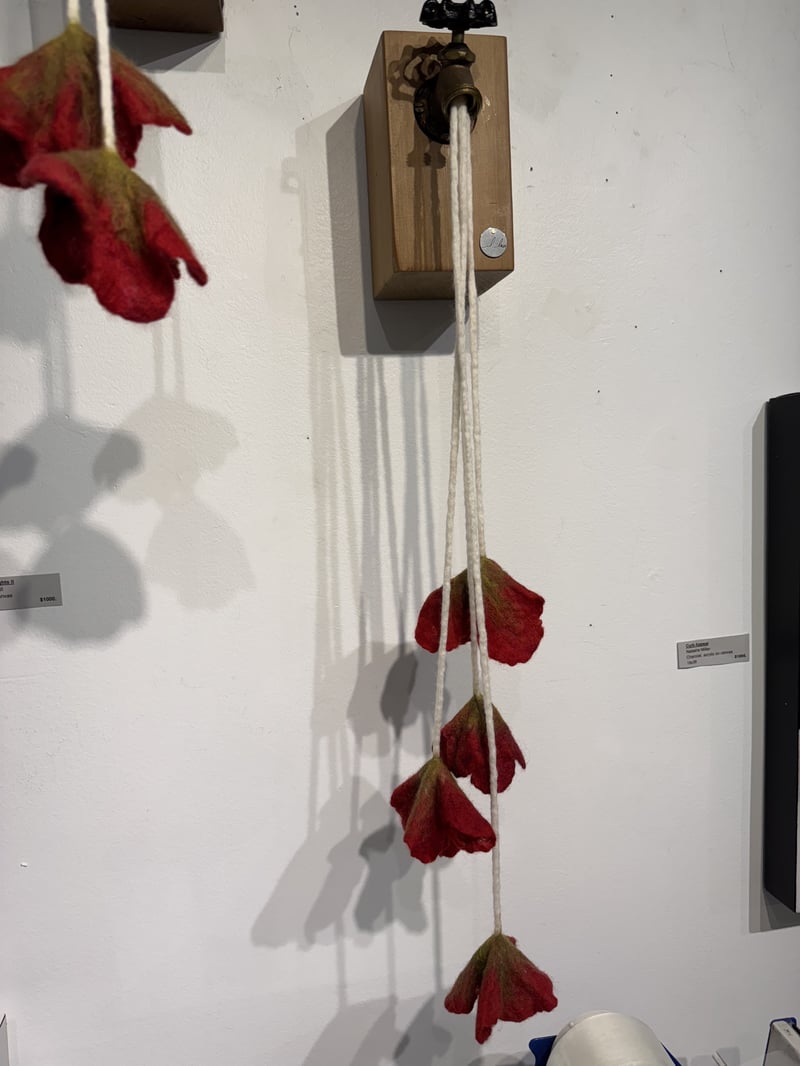 Brass Faucet with Felted Merino Wool Flowers