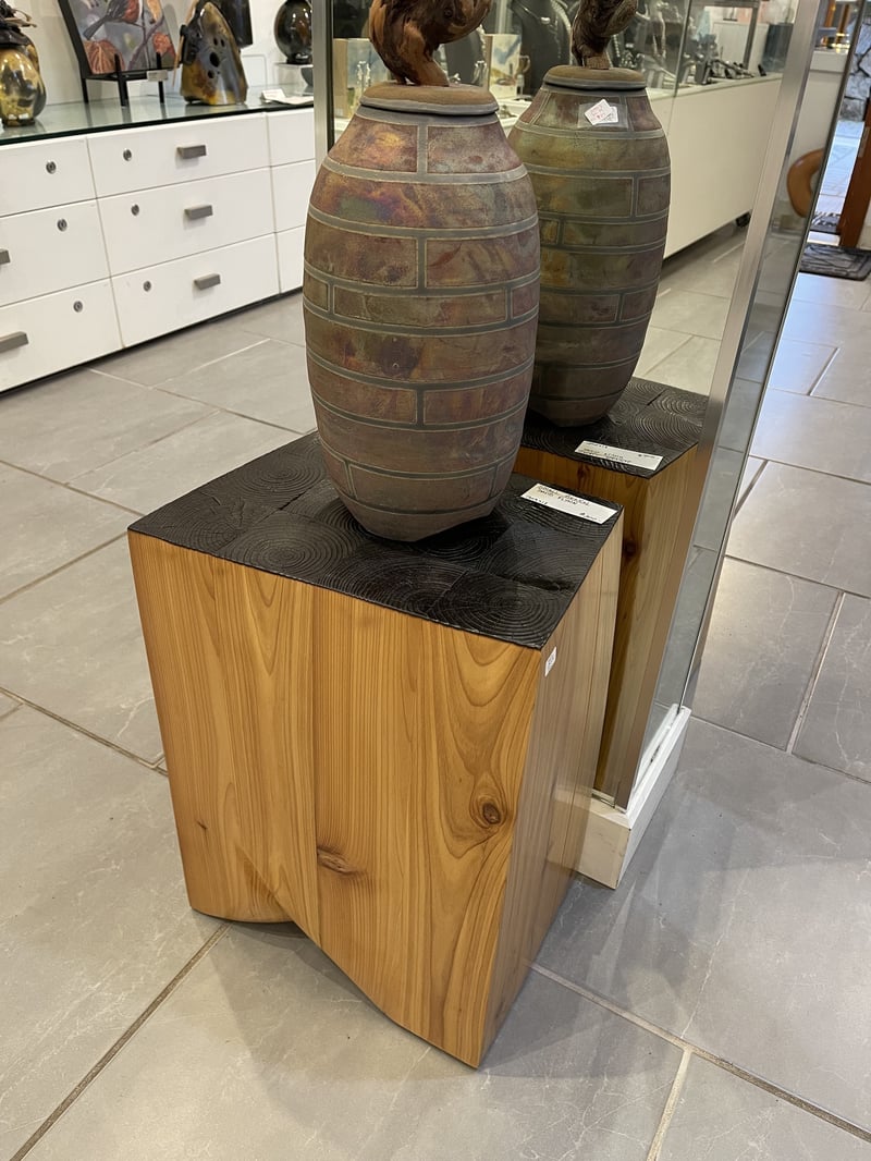 Small Cedar Stool or Table with Burned Detail