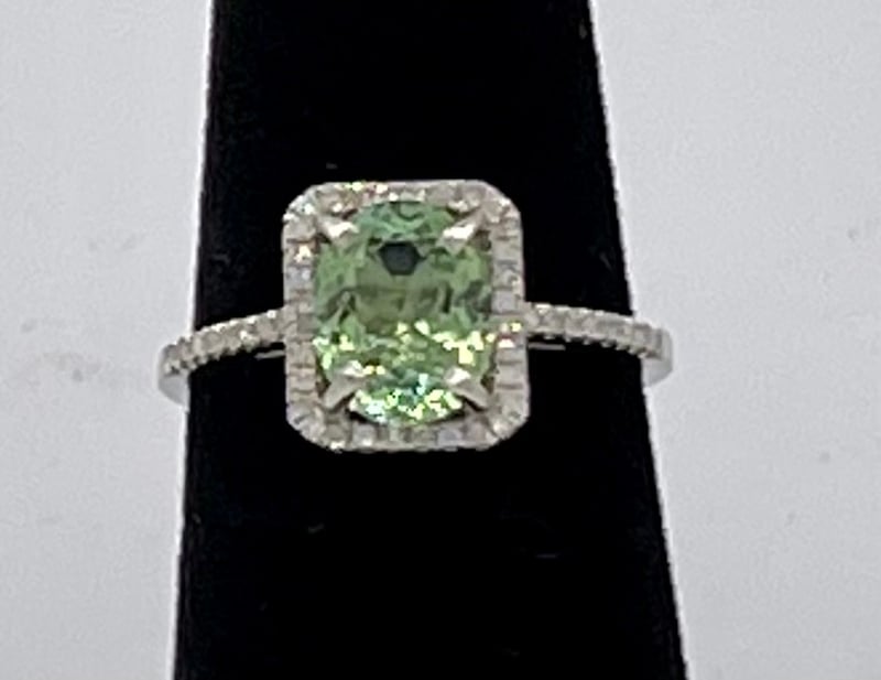Mint Tourmaline and Diamond Ring