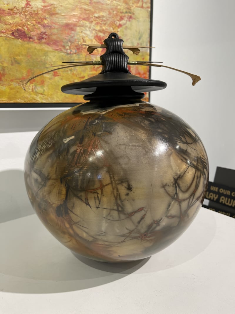 Large Round Vase with Double Top